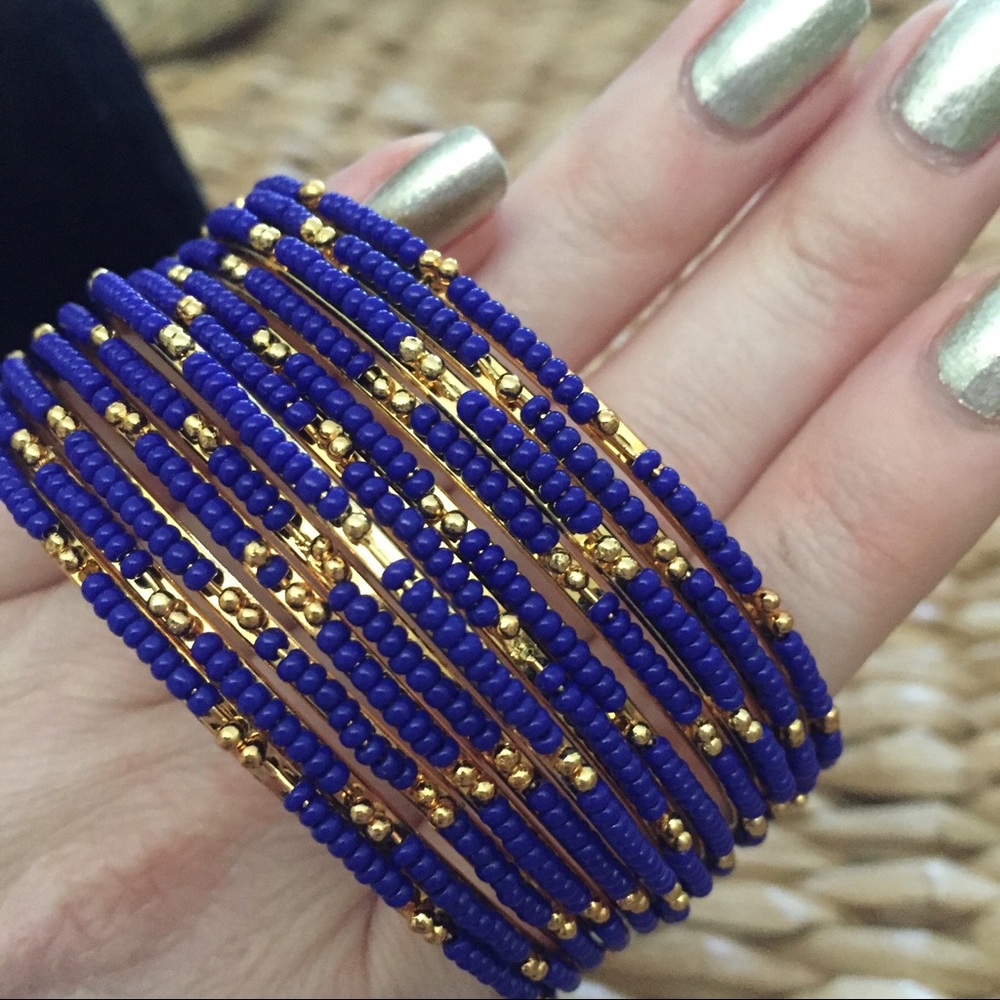 Beaded Bangle Bracelets Set of 12